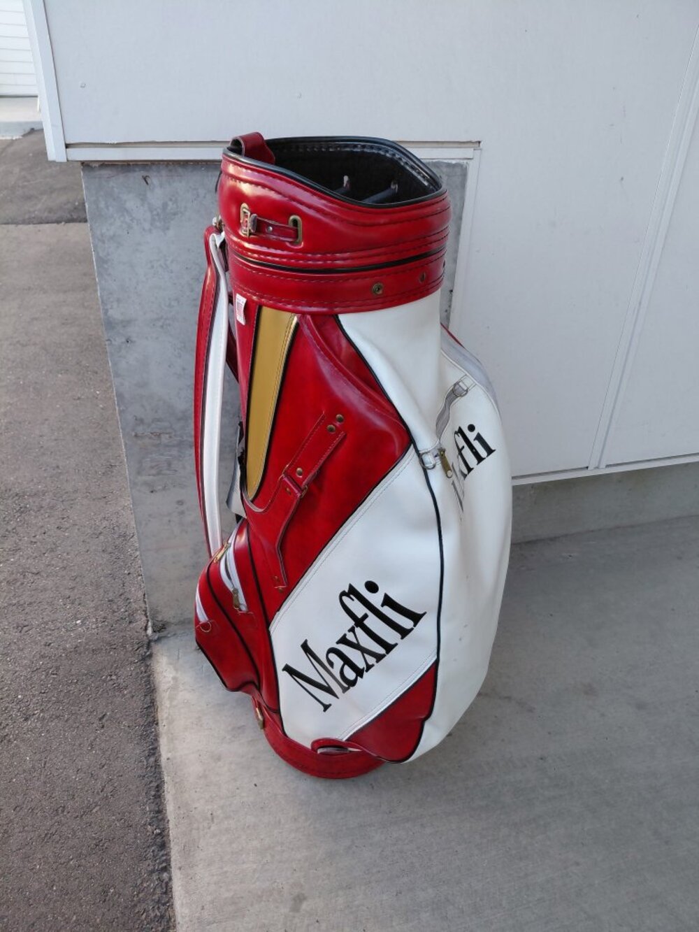 Vintage Maxfli Golf Bag Red White Leather Made in USA 80s 90s Retro Golf - Picture 1 of 6